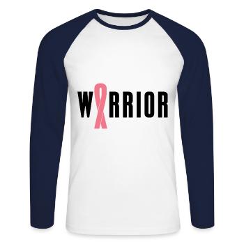 Cancer Graphic Cancer Defeated Cancer Survivor Leu - Unisex Baseballshirt langarm - Weiß/Navy - Vorne - Nik (191cm)