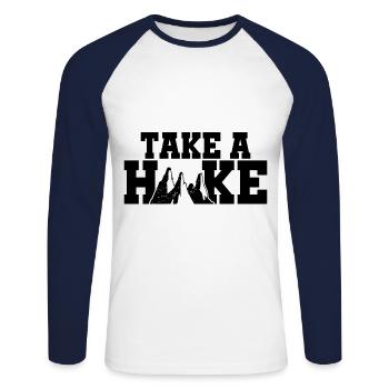 Take A Hike Hiker Mountaineering Alps Mountain Tre - Unisex Baseballshirt langarm - Weiß/Navy - Vorne - Nik (191cm)