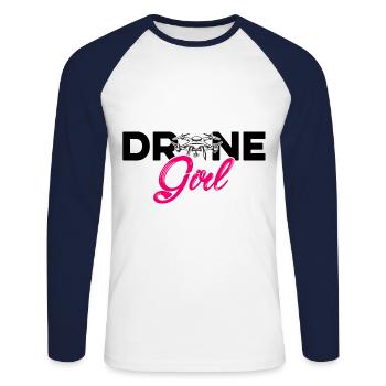 Drone Girl Graphic Drone Flying Quadcopter Pilot R - Unisex Long Sleeve Baseball T-Shirt - white/navy - Front - Nik (191cm)