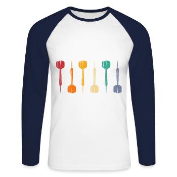 Retro Graphic Dart Player Darts Dartboard Bullseye - Unisex Long Sleeve Baseball T-Shirt - white/navy - Front - Nik (191cm)