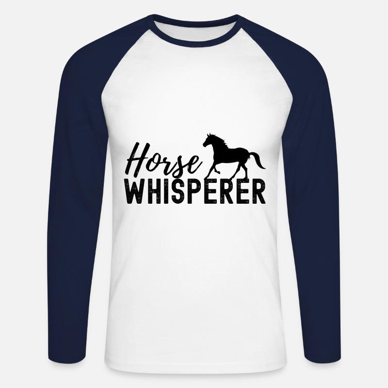 Pferd - Unisex Baseballshirt langarm - Weiß/Navy