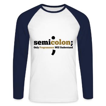 Semicolon Only Programmers Will Understand Coder N - Unisex Baseballshirt langarm - Weiß/Navy - Vorne - Nik (191cm)