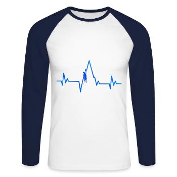 Ecg Heartbeat Graphic Bouldering Mountaineering Bo - Unisex Baseballshirt langarm - Weiß/Navy - Vorne - Nik (191cm)