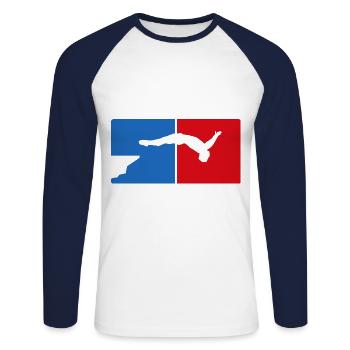 Retro Graphic Cliff Diver Cliff Diving Tombstoning - Unisex Long Sleeve Baseball T-Shirt - white/navy - Front - Nik (191cm)