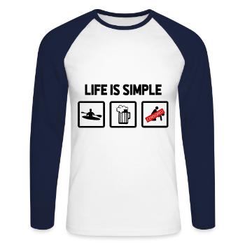 Life Can Be Simple Just Add Water Kayaking Paddle - Unisex Baseballshirt langarm - Weiß/Navy - Vorne - Nik (191cm)