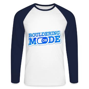 Bouldering Mode On Rock Climber Rock Boulder Mount - Unisex Baseballshirt langarm - Weiß/Navy - Vorne - Nik (191cm)