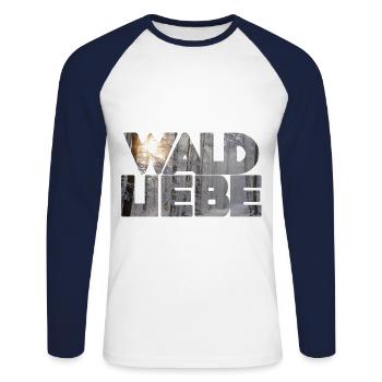 wald 56 - Unisex Baseballshirt langarm - Weiß/Navy - Vorne - Nik (191cm)