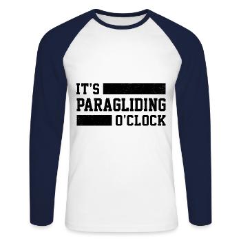 It's Paragliding O' Clock Paraglider Skydiving Par - Unisex Baseballshirt langarm - Weiß/Navy - Vorne - Nik (191cm)