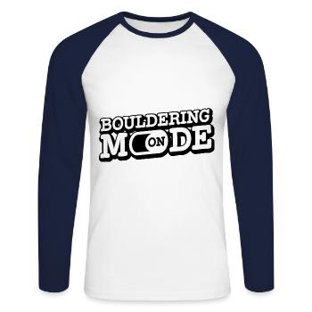 Bouldering Mode On Rock Climber Rock Boulder Mount - Unisex Baseballshirt langarm - Weiß/Navy - Vorne - Nik (191cm)
