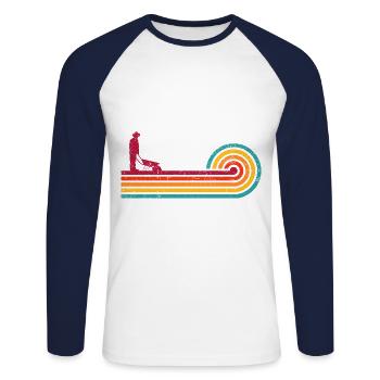 Retro Graphic Gardener Horticulturist Gardening La - Unisex Baseballshirt langarm - Weiß/Navy - Vorne - Nik (191cm)