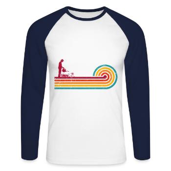 Retro Graphic Gardener Horticulturist Gardening La - Unisex Baseballshirt langarm - Weiß/Navy - Vorne - Nik (191cm)