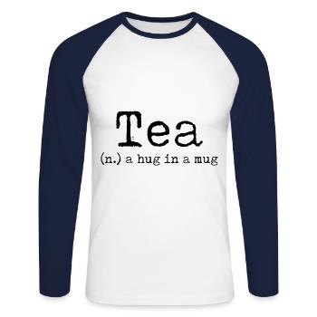 Tea Noun Definition Tea Drinker Cup Of Tea Brewing - Unisex Baseballshirt langarm - Weiß/Navy - Vorne - Nik (191cm)