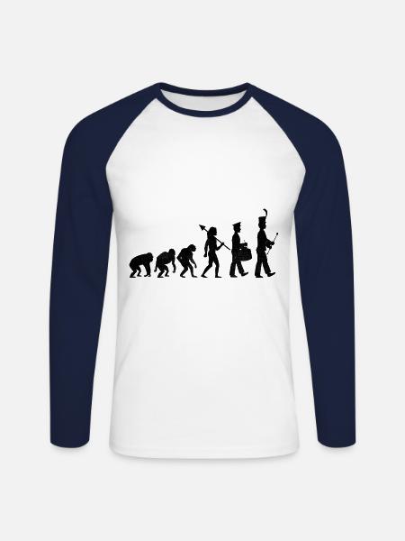 Fanfare Evolution Funny Marching Instruments - T-shirt baseball manches longues Homme - blanc/marine