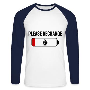 Please Reacharge Tea Lover Tea Drinking Tea Brewin - Unisex Baseballshirt langarm - Weiß/Navy - Vorne - Nik (191cm)