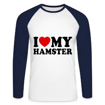 I Love My Hamster Animal Lover Animal Owner Hamste - Unisex Baseballshirt langarm - Weiß/Navy - Vorne - Nik (191cm)