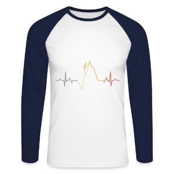 Ecg Heartbeat Graphic Bouldering Mountaineering Bo - Unisex Baseballshirt langarm - Weiß/Navy - Vorne - Nik (191cm)