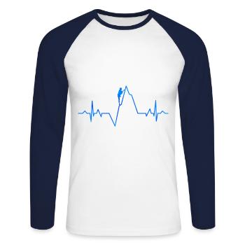 Ecg Heartbeat Graphic Bouldering Mountaineering Bo - Unisex Baseballshirt langarm - Weiß/Navy - Vorne - Nik (191cm)