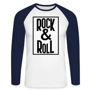 Rock & Roll - T-shirt baseball manches longues Homme - blanc/marine - Devant - Nik (191cm)