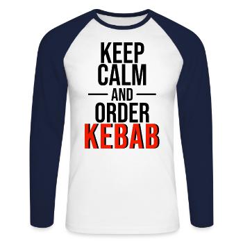 Order kebab - Unisex Long Sleeve Baseball T-Shirt - white/navy - Front - Nik (191cm)