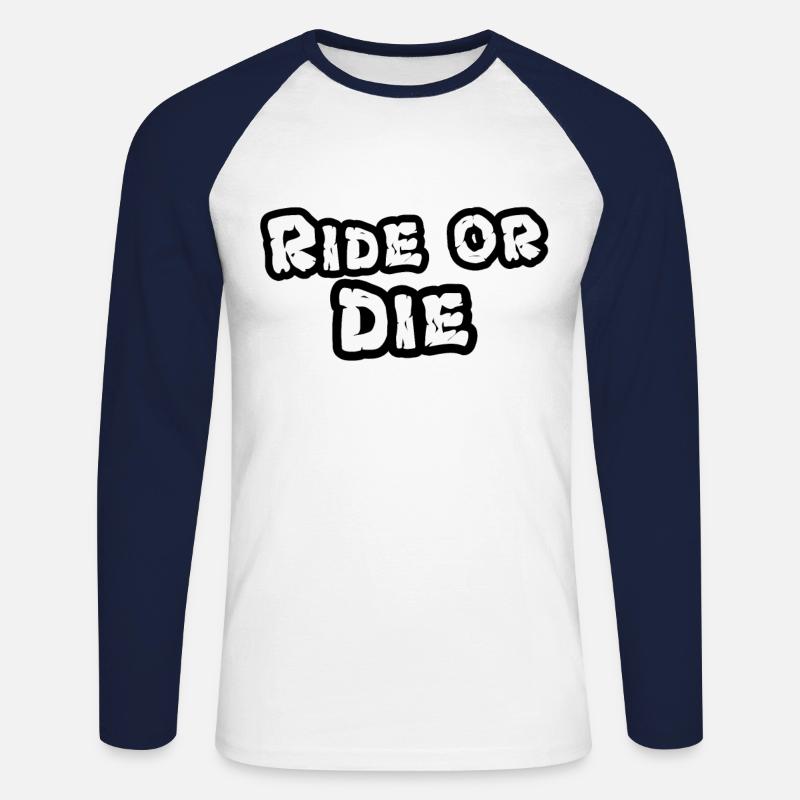 Ride or Die - Unisex Baseballshirt langarm - Weiß/Navy