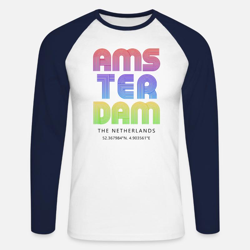 Amsterdam - Unisex Baseballshirt langarm - Weiß/Navy