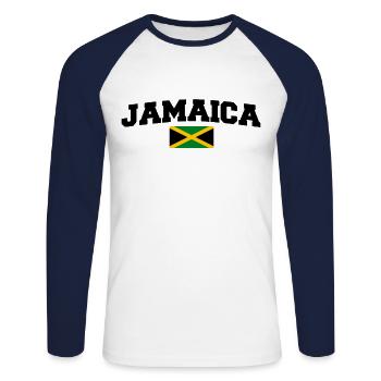 jamaica - Unisex Long Sleeve Baseball T-Shirt - white/navy - Front - Nik (191cm)