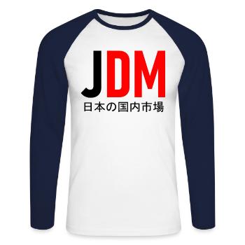 Jdm Japanese vehicles - Unisex Long Sleeve Baseball T-Shirt - white/navy - Front - Nik (191cm)