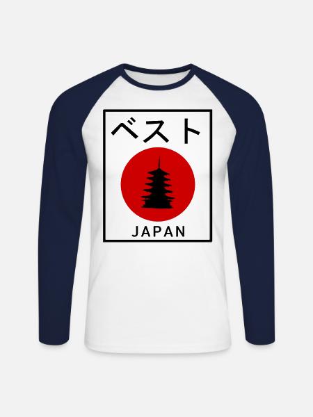 Japan - Unisex Long Sleeve Baseball T-Shirt - white/navy