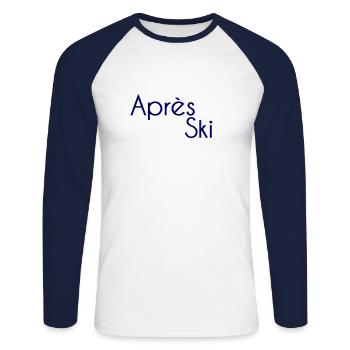 Après ski - Unisex Long Sleeve Baseball T-Shirt - white/navy - Front - Nik (191cm)