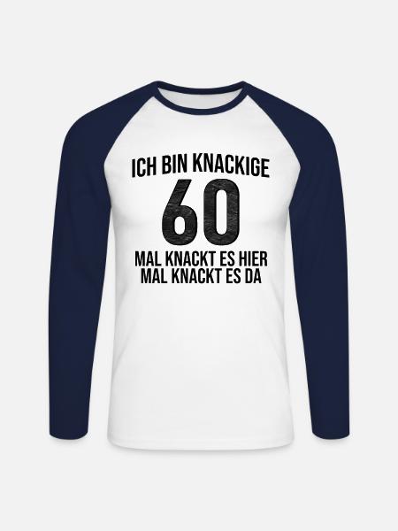60 Jahre alt - Unisex Baseballshirt langarm - Weiß/Navy