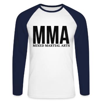 Mma - T-shirt baseball manches longues Homme - blanc/marine - Devant - Nik (191cm)