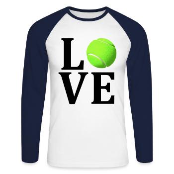 Aime le tennis - T-shirt baseball manches longues Homme - blanc/marine - Devant - Nik (191cm)