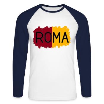 Roms - T-shirt baseball manches longues Homme - blanc/marine - Devant - Nik (191cm)
