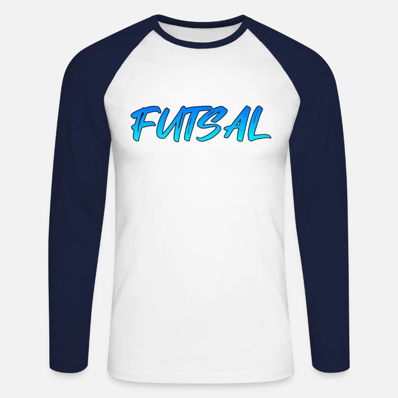 Futsal - Unisex Baseballshirt langarm - Weiß/Navy