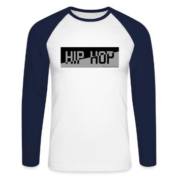 Hip hop - T-shirt baseball manches longues Homme - blanc/marine - Devant - Nik (191cm)