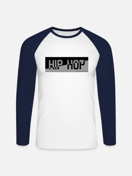 hip hop - Unisex Long Sleeve Baseball T-Shirt - white/navy