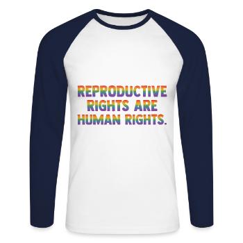 Reproductive Rights Are Human Rights Bisexual Tran - Unisex Baseballshirt langarm - Weiß/Navy - Vorne - Nik (191cm)