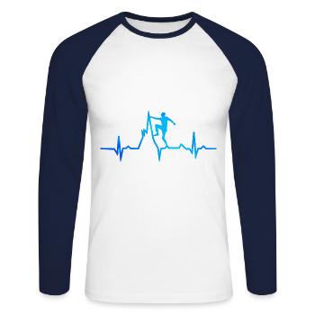 Ecg Heartbeat Graphic Bouldering Mountaineering Bo - Unisex Baseballshirt langarm - Weiß/Navy - Vorne - Nik (191cm)