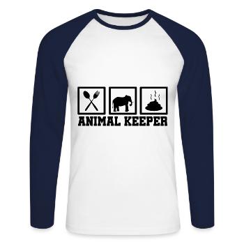 Retro Graphic Animal Keeper Zoo Keeper Animal Love - Unisex Baseballshirt langarm - Weiß/Navy - Vorne - Nik (191cm)