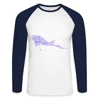 Diver Women Scuba Diver Men Diving - Unisex Long Sleeve Baseball T-Shirt - white/navy - Front - Nik (191cm)