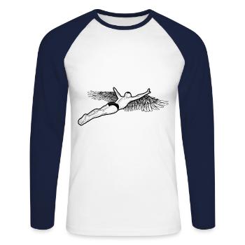 Retro Graphic Cliff Diver Cliff Diving Tombstoning - Unisex Long Sleeve Baseball T-Shirt - white/navy - Front - Nik (191cm)