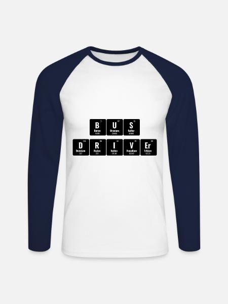 Periodensystem der Elemente Schulbusfahrer - Unisex Baseballshirt langarm - Weiß/Navy