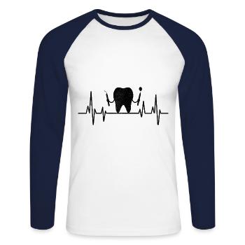 Heartbeat Dentist Dental Dentistry Dentists - Unisex Long Sleeve Baseball T-Shirt - white/navy - Front - Nik (191cm)
