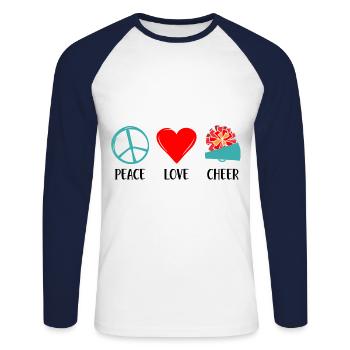 Peace Love Cheer Cheerleading Cheerdance Sports Tu - Unisex Baseballshirt langarm - Weiß/Navy - Vorne - Nik (191cm)