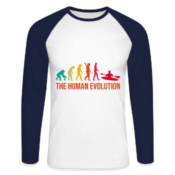 Evolution Graphic Kayaking Canoe Rowing Rower Padd - Unisex Baseballshirt langarm - Weiß/Navy - Vorne - Nik (191cm)