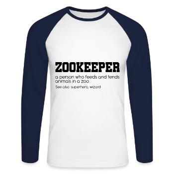 Definition Graphic Animal Keeper Zoo Keeper Animal - Unisex Baseballshirt langarm - Weiß/Navy - Vorne - Nik (191cm)