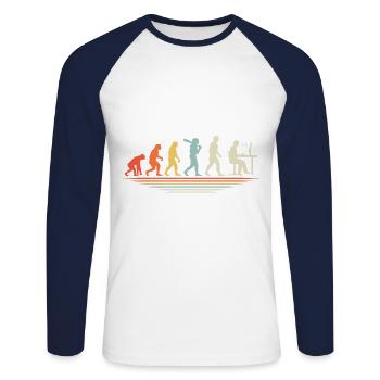 Kaffee-Codierung Evolution Programmierer Entwickler Nerd Coffe - Unisex Baseballshirt langarm - Weiß/Navy - Vorne - Nik (191cm)
