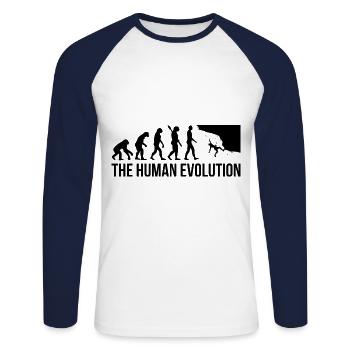 Evolution Graphic Climbing Climber Bouldering Boul - Unisex Baseballshirt langarm - Weiß/Navy - Vorne - Nik (191cm)