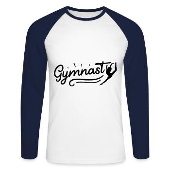 Retro Graphic Gymnast Gymnastics Acrobat Acrobatic - Unisex Baseballshirt langarm - Weiß/Navy - Vorne - Nik (191cm)
