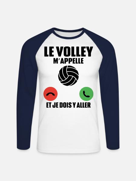 Le Volley m'appelle - T-shirt baseball manches longues Homme - blanc/marine